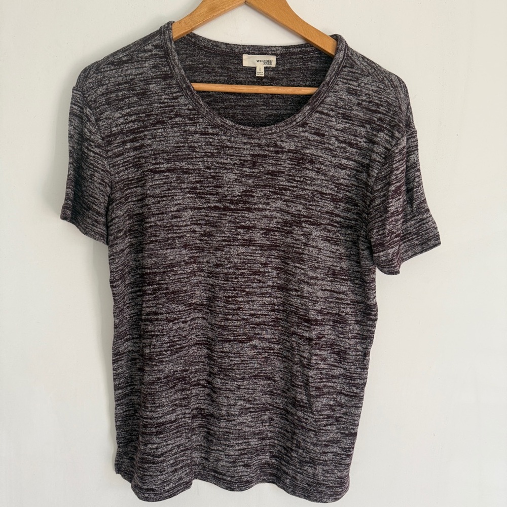 ARITZIA WILFRED FREE Women Maroon Marled Short Sleeve Top Size S